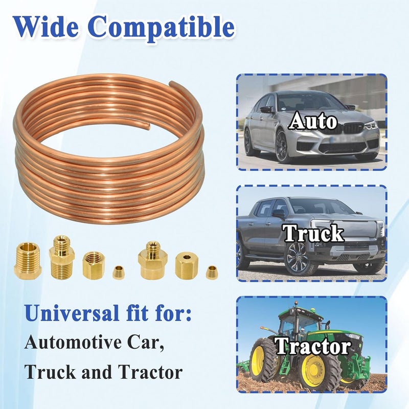 Ebrmeiwo 2 Sets 72'' Oil Pressure Gauge Tubing Kit, Set of Copper Tube and Threaded Parts, Universal Fit - Image 5